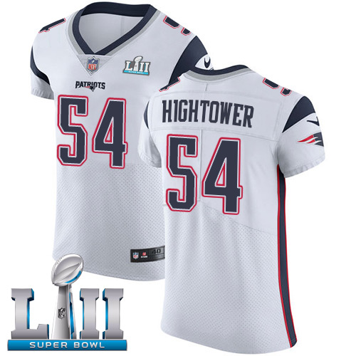 Nike Patriots #54 Dont'a Hightower White Super Bowl LII Men's Stitched NFL Vapor Untouchable Elite Jersey - Click Image to Close